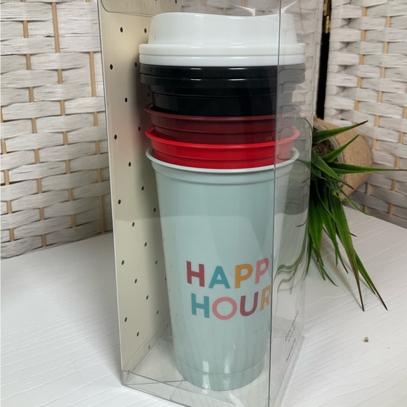 NIB- Kate Spade Happy Hour Reusable Travel Cup Set- 4 cups, Mulitcolor - Picture 2 of 8